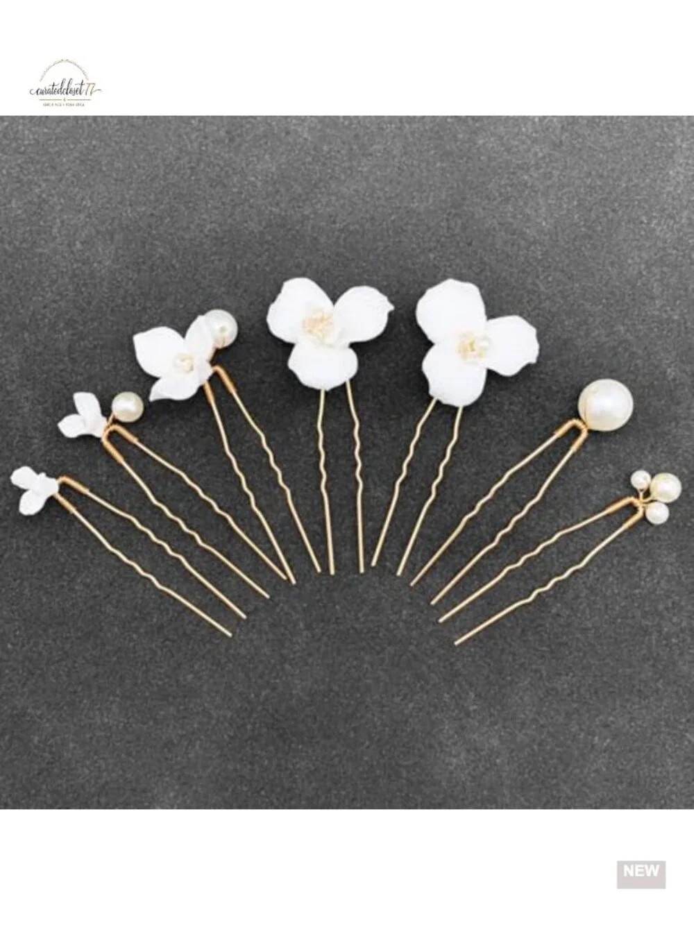 7 Pcs Ceramic Flower Hair Pins for Wedding Bridal Hair Pieces